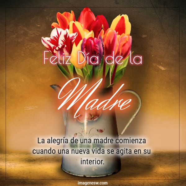 Bellos mensajes para mamá con tulipanes