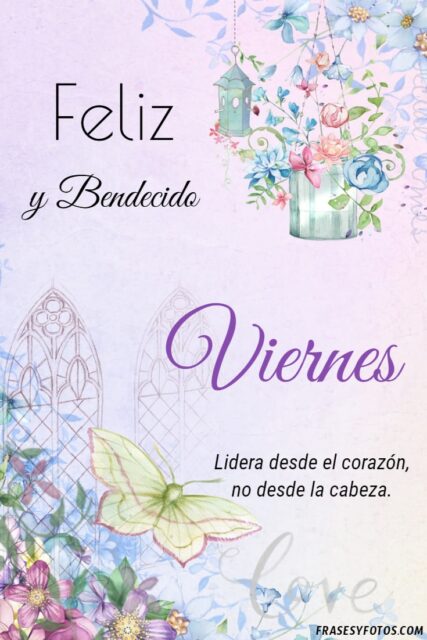 24 Feliz y bendecido Viernes Bellas imagenes en Acuarela con frases mensajes para saludar 3