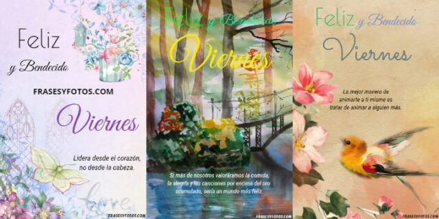24 Feliz y bendecido Viernes Bellas imagenes en Acuarela con frases mensajes para saludar